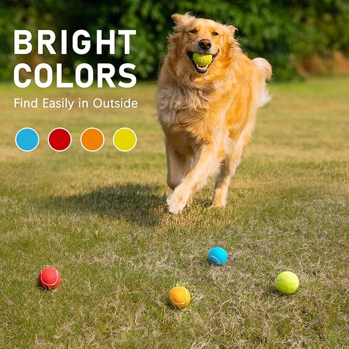 Prime Pets Durable Dog Tennis Balls 3 Pack, 2.5” High-Bounce Non-Squeaky Dog Toy Balls for Fetch & Outdoor Training, Suitable for Small and Medium Dogs