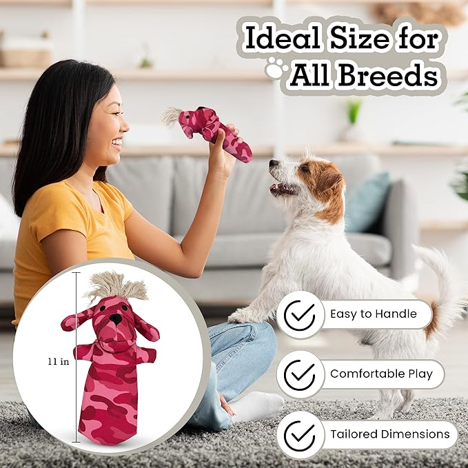 Eco-Friendly Durable Crinkle Cat & Dog Toy for Playing, Teething and Exercise - Pinky, Pink Camo, No Squeaker, No Stuffing (Safe for Pets/Kids)
