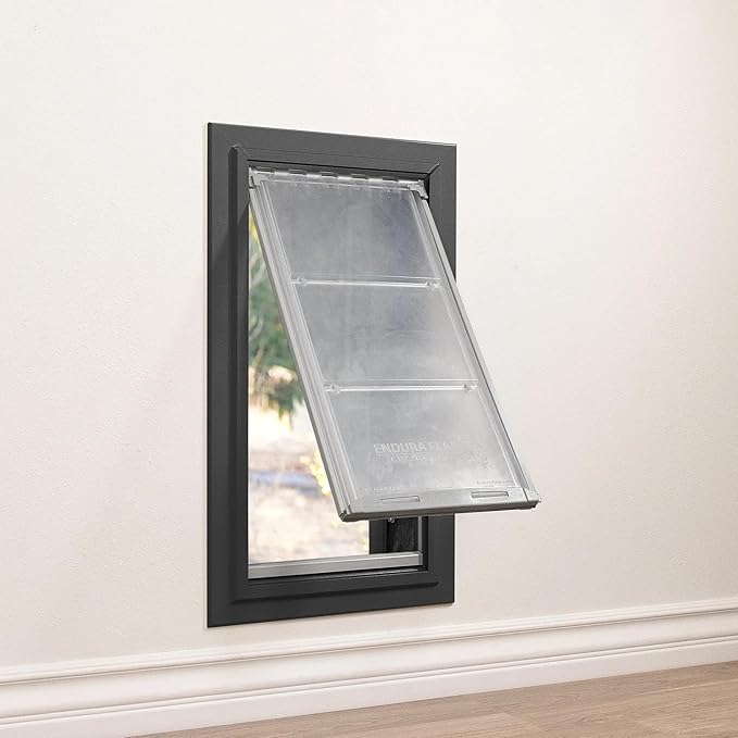 Endura Flap Giant Dog Door for Walls | Designed for Extra-Large & Tall Dogs | Energy Efficient Wall Mount Pet Door | Durable & Pet Safe | Black, Single Flap Wall Mount