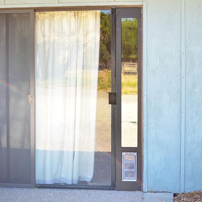 Endura Flap Thermo Panel Pet Door for Sliding Glass Doors | Heavy-Duty Aluminum Frame with Secure Locking Cover | Energy Efficient & Easy Install | Black, Small Flap, 77.25"-80.25" Slider Height