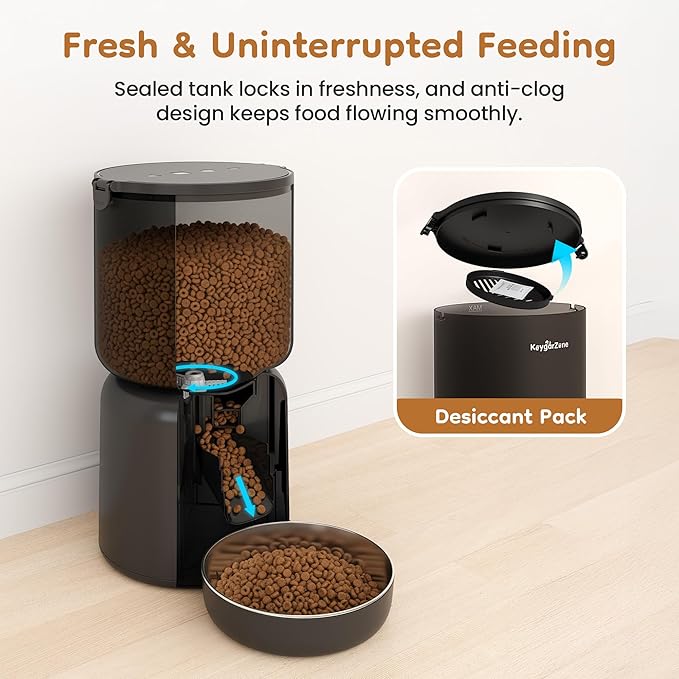Automatic Cat Feeder with Adjustable 1080p Camera, 5G WiFi & App Control Cat Food Dispenser, Automatic Feeder Cat Dry Food with Dual Power & Voice Recording, Smart Automatic Dog Feeder Portion Control