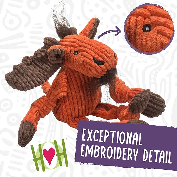 HuggleHounds Knottie Plush Dog Toy - Dog Stuffed Animal Toy, Puppy Toys, Squeaky Dog Toy for Small, Medium & Large Dogs, Durable Plush to Keep Them Busy - Giraffe, Large