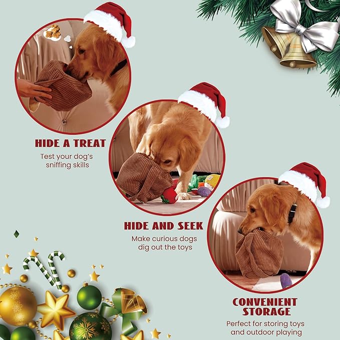 Nocciola Small Squeaky Crinkle Dog Toys- 15 Packs Grocery Basket Fruits Veggies Puppy Toys to Keep Busy, Cute Durable Plush Stuffed Hide Seek Cognitive Dog Christmas Stocking Stuffers