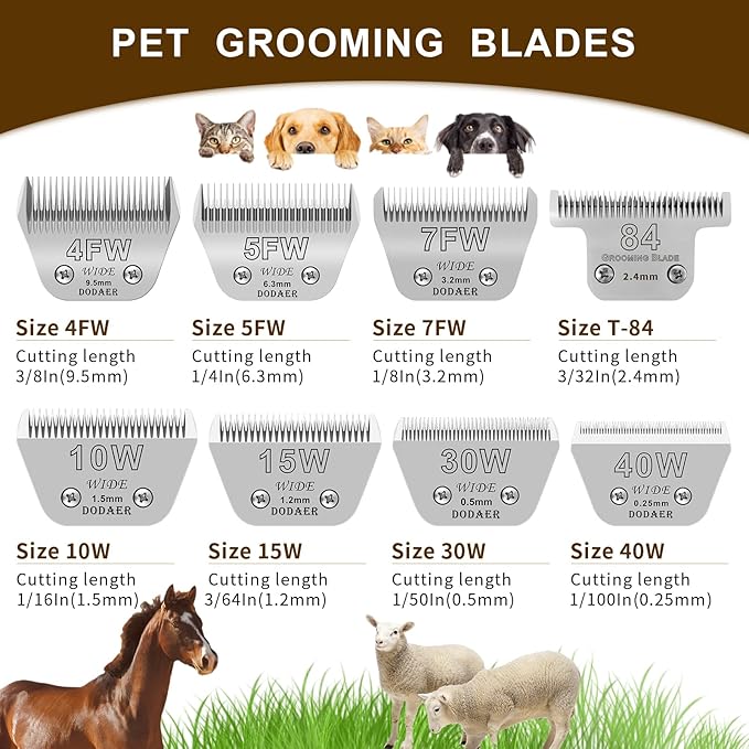Size T84# Detachable Pet Dog Grooming Stainless Steel Blades,Compatible with Andis/Oster A5/Wahl KM10 Series Dog Clippers,Cut Length 3/32"(2.4mm)