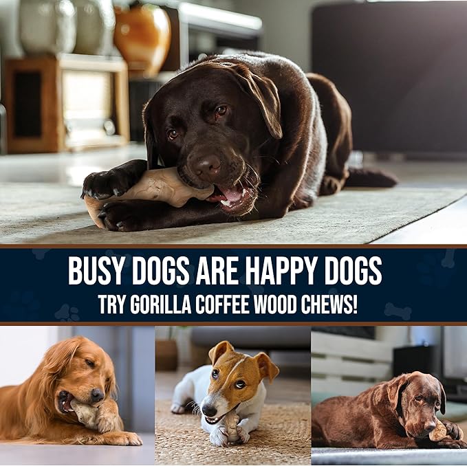 Gorilla Wood Dog Chew Toys - 100% Natural, Wood Chews for Dogs - Stress Relief, Teeth Cleaning & Reducing Boredom, Wood Dog Toy for Medium & Large Dogs
