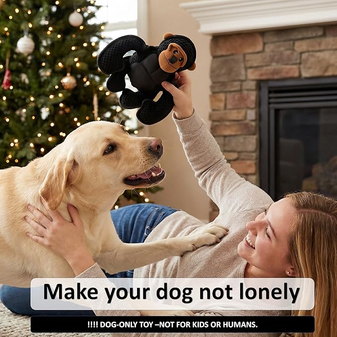 Plush Stuffed Squeaky Dog Toys, Tough Dog Toy Large Breed, Dog Chew Toys for Large Dogs,Chew Dog Toys to Keep Them Busy,11" x 11" Gorilla
