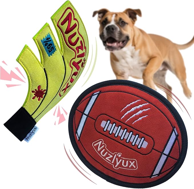 Squeaky Plush Dog Toys: Football & Banana Set，Long-Lasting Chew Toy for Teething Puppies, Puppy Toys to Keep Them Busy,Stuffing Dog Toys,Party and Birthday Gift