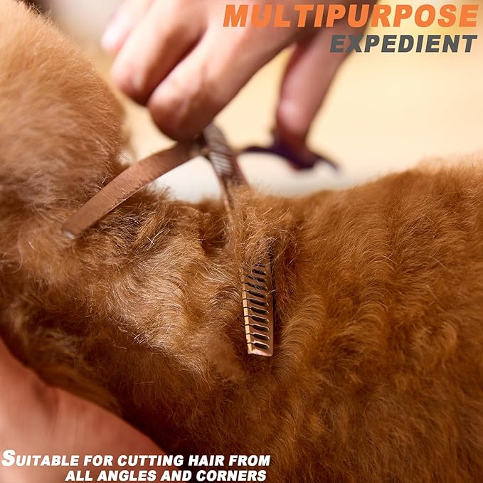 High-end Professional Dog Grooming Curved Thinning Scissors Teeth Blending Shears Pet Texturizing Thinner Blender Shears 7.5 Inch Extremely Very Sharp Made Of Stainless Steel Alloy For Dog Cat Groomer