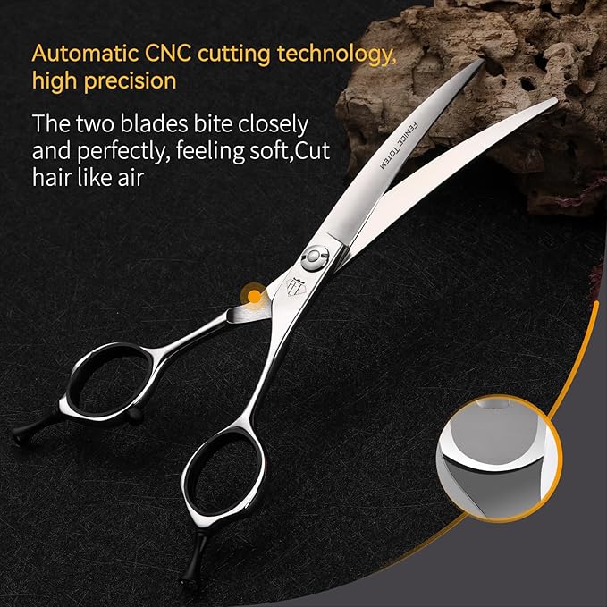 Dog Grooming Scissors: 5 IN 1 Professional Grooming Scissors for Pet High Precision CNC-Cut Blades, Silver (SET, 7")