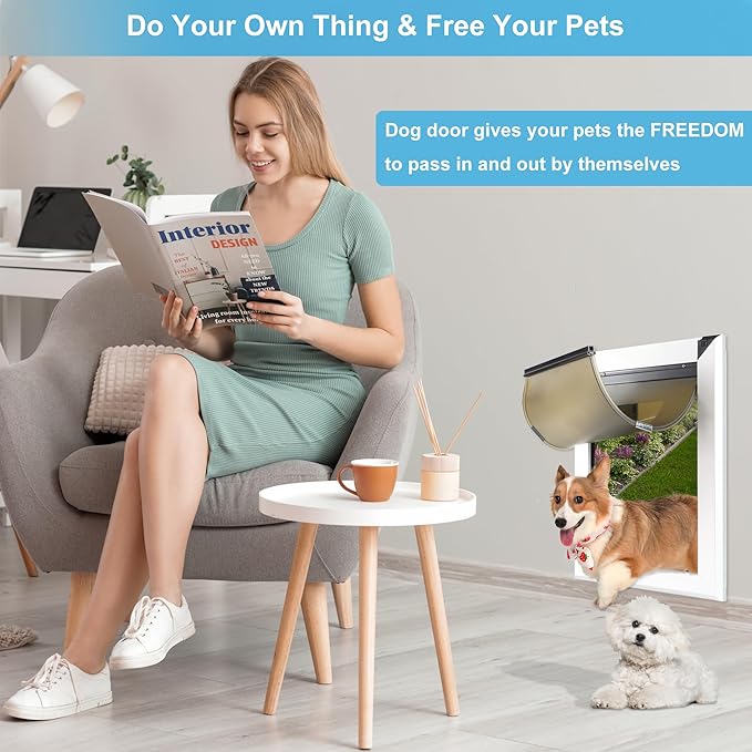 Aluminum Large Dog Door for Thick Wall Telescoping Tunnel Doggies Door Heavy Duty Aluminum Doggy Door Energy Efficient Double Flaps Pet Door for Medium Large Dogs,Pets Up to 220 Lb,Lockable