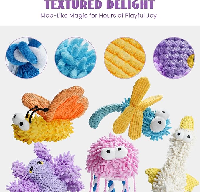 Nocciola Small Medium Large Dog Toys, Cute Soft Squeaky Crinkle Plush Stuffed Durable Pet Teething Animal Chew Toys for Small to Large Breed, Dog Christmas Stocking Stuffers