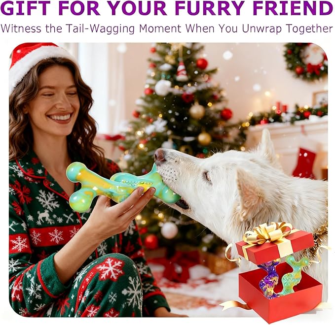 Dog Toys for Aggressive Chewers: 2 Pack Tough Dog Toy for Medium & Large Dogs Weighing 20-70 lbs, Indestructible Dog Chew Toys, Long-Lasting Dog Bones for Large Breed, Keeps Them Busy