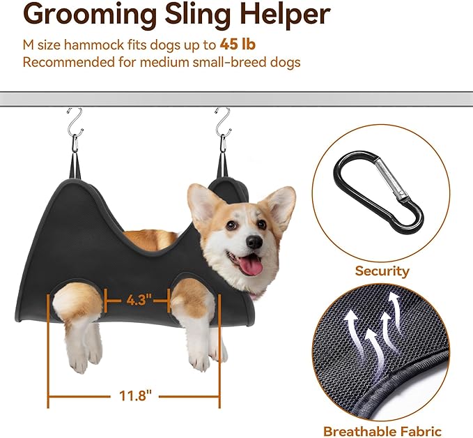 niffgaff Dog Grooming Table with Arm, Hammock & Nooses, 30" H Foldable Heavy Duty Pet Grooming Station, 35.5" L×23.6" W Non-Slip Waterproof Tabletop, 33.5" Height Adjustable Stainless H-Frame Arm
